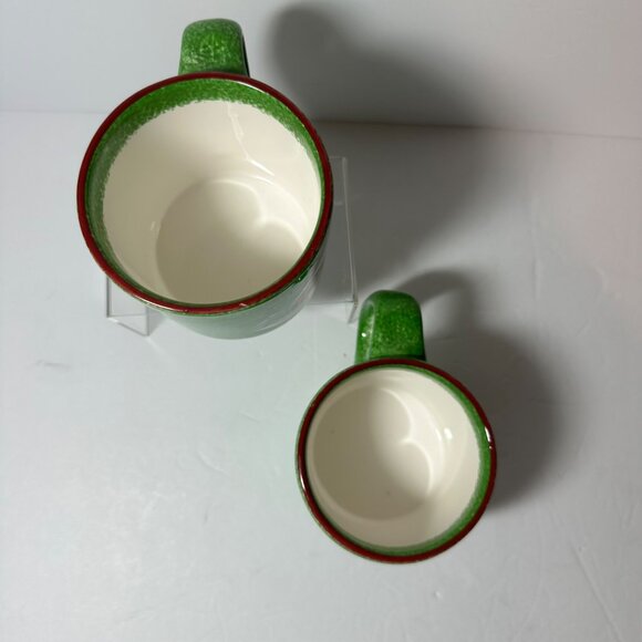 Set of 2 Vintage Macy's The Cellar Christmas Log Cabin Mugs 3.5" Tall - Picture 5 of 6